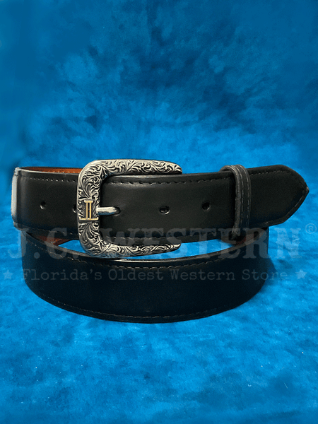 Lucchese W4201 Classics USA Made Leather Western Belts Matte Black front view. If you need any assistance with this item or the purchase of this item please call us at five six one seven four eight eight eight zero one Monday through Saturday 10:00a.m EST to 8:00 p.m EST
