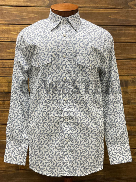 Wrangler 112360001 Mens George Strait Collection Troubadour Long Sleeve Shirt Light Blue front view. If you need any assistance with this item or the purchase of this item please call us at five six one seven four eight eight eight zero one Monday through Saturday 10:00a.m EST to 8:00 p.m EST