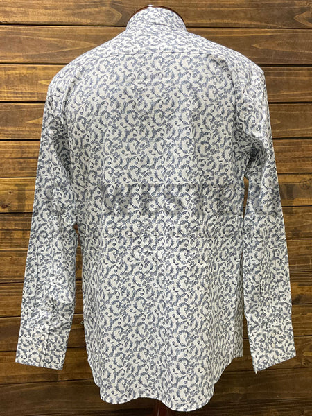 Wrangler 112360001 Mens George Strait Collection Troubadour Long Sleeve Shirt Light Blue back view. If you need any assistance with this item or the purchase of this item please call us at five six one seven four eight eight eight zero one Monday through Saturday 10:00a.m EST to 8:00 p.m EST