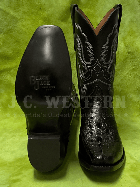 Black Jack BK2051-V4 Mens Snapping Turtle Western Boot Black front and sole view. If you need any assistance with this item or the purchase of this item please call us at five six one seven four eight eight eight zero one Monday through Saturday 10:00a.m EST to 8:00 p.m EST