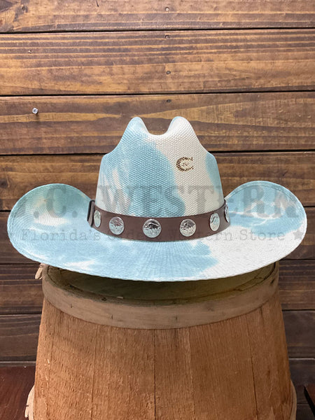Charlie 1 Horse CSHTHO-3040DM Lainey Wilson HANG TIGHT HONEY Straw Hat Denim back view. If you need any assistance with this item or the purchase of this item please call us at five six one seven four eight eight eight zero one Monday through Saturday 10:00a.m EST to 8:00 p.m EST