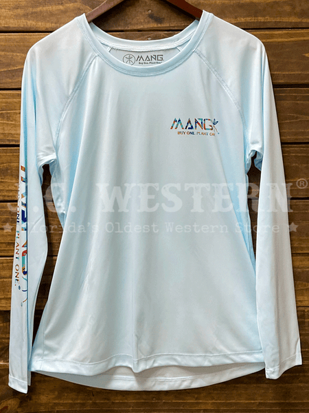 MANG WP1116LS Womens Coral Restoration Octamang Long Sleeve Performance Tee Arctic Blue front view. If you need any assistance with this item or the purchase of this item please call us at five six one seven four eight eight eight zero one Monday through Saturday 10:00a.m EST to 8:00 p.m EST