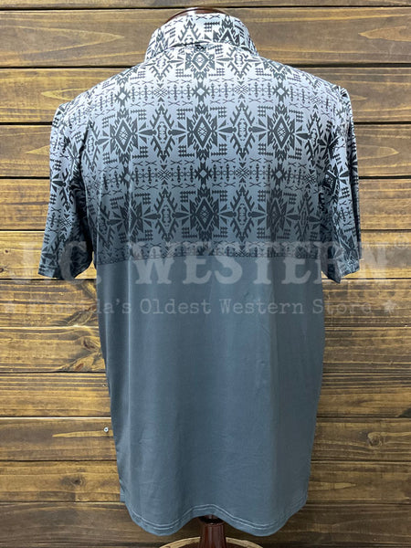 Hooey HP034AZGY Mens WEEKENDER Cowboy Golf Polo Shirt Aztec Black back view. If you need any assistance with this item or the purchase of this item please call us at five six one seven four eight eight eight zero one Monday through Saturday 10:00a.m EST to 8:00 p.m EST