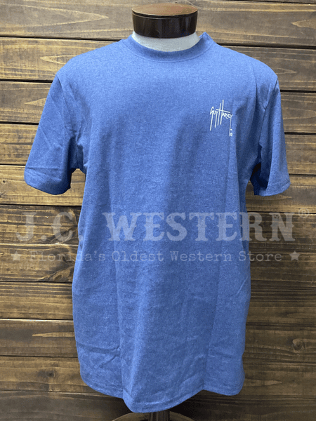 Guy Harvey GHV55727-NVH Mens Sketchy Blue Short Sleeve T-Shirt Navy Heather front view. If you need any assistance with this item or the purchase of this item please call us at five six one seven four eight eight eight zero one Monday through Saturday 10:00a.m EST to 8:00 p.m EST