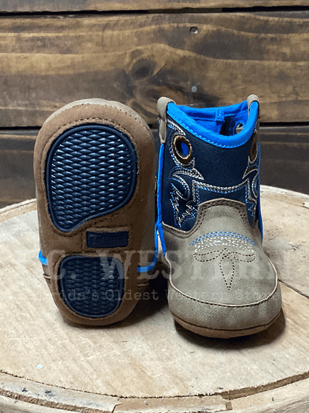 Twister 4426002 Infant Ben Style Bucker Boot Navy and Brown front and sole view. If you need any assistance with this item or the purchase of this item please call us at five six one seven four eight eight eight zero one Monday through Saturday 10:00a.m EST to 8:00 p.m EST