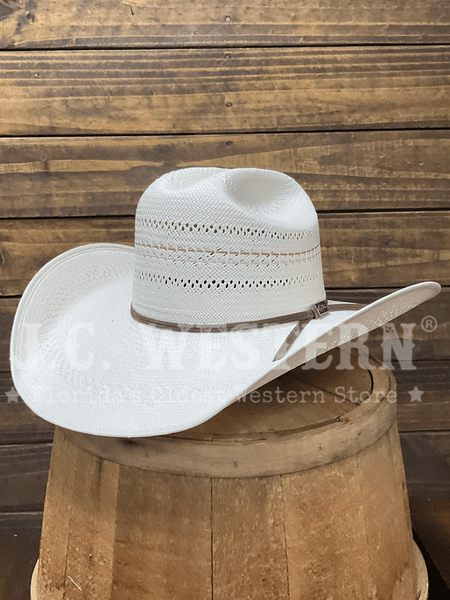 Larry Mahan LMH11157 10X COWBOY Straw Hat Ivory front and side view. If you need any assistance with this item or the purchase of this item please call us at five six one seven four eight eight eight zero one Monday through Saturday 10:00a.m EST to 8:00 p.m EST