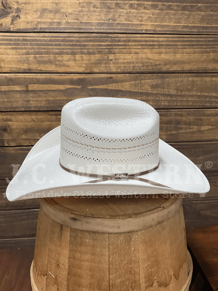 Larry Mahan LMH11157 10X COWBOY Straw Hat Ivory side view. If you need any assistance with this item or the purchase of this item please call us at five six one seven four eight eight eight zero one Monday through Saturday 10:00a.m EST to 8:00 p.m EST