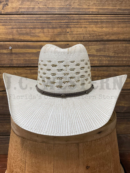 Justin JS4714BART BARRET Western Straw Hat Ivory Chocolate front view. If you need any assistance with this item or the purchase of this item please call us at five six one seven four eight eight eight zero one Monday through Saturday 10:00a.m EST to 8:00 p.m EST