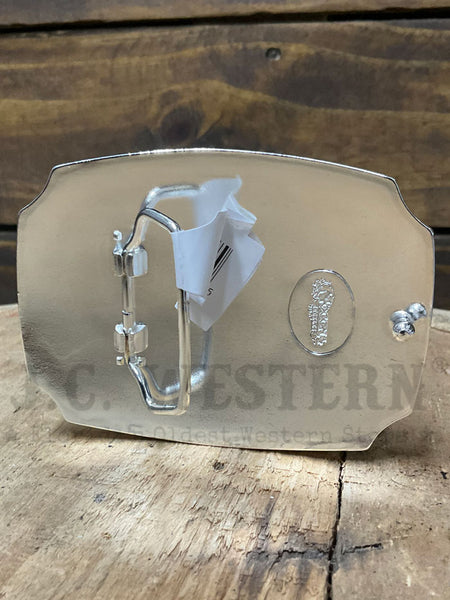 Nocona 37943 Bronco Rider Engraving Buckle Shiny Silver back view. If you need any assistance with this item or the purchase of this item please call us at five six one seven four eight eight eight zero one Monday through Saturday 10:00a.m EST to 8:00 p.m EST