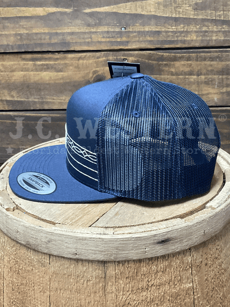 Ariat A300092103 Mens Shield and Boot Stitch Ribbon Cap Navy side view. If you need any assistance with this item or the purchase of this item please call us at five six one seven four eight eight eight zero one Monday through Saturday 10:00a.m EST to 8:00 p.m EST
