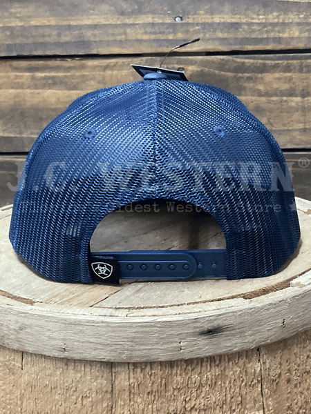Ariat A300092103 Mens Shield and Boot Stitch Ribbon Cap Navy back view. If you need any assistance with this item or the purchase of this item please call us at five six one seven four eight eight eight zero one Monday through Saturday 10:00a.m EST to 8:00 p.m EST