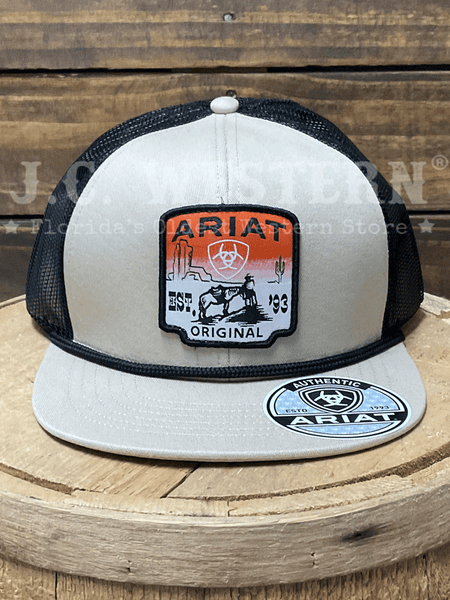 Ariat A3000914146 Mens Desert Scene Patch Cap Khaki front view. If you need any assistance with this item or the purchase of this item please call us at five six one seven four eight eight eight zero one Monday through Saturday 10:00a.m EST to 8:00 p.m EST