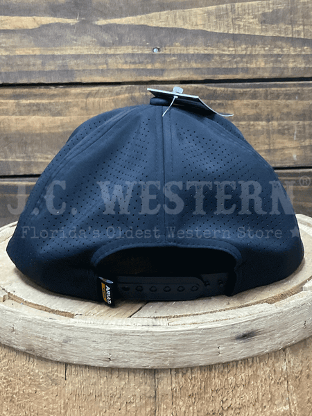 Ariat A290002201 Mens Snap Back Reflective Skull Logo Patch Cap Black back view. If you need any assistance with this item or the purchase of this item please call us at five six one seven four eight eight eight zero one Monday through Saturday 10:00a.m EST to 8:00 p.m EST