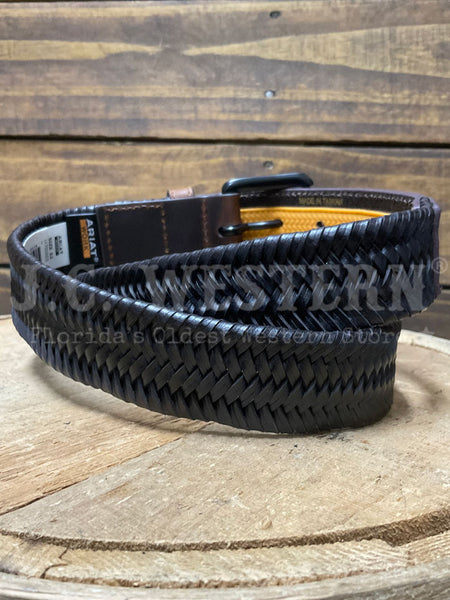 Ariat A1700502 Mens Stretch And Flex Braided Leather Belt Dark Brown back view. If you need any assistance with this item or the purchase of this item please call us at five six one seven four eight eight eight zero one Monday through Saturday 10:00a.m EST to 8:00 p.m EST