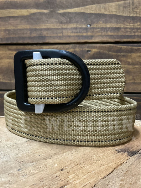 Ariat A1701208 Mens Webbing Slide Work Belt Tan front view. If you need any assistance with this item or the purchase of this item please call us at five six one seven four eight eight eight zero one Monday through Saturday 10:00a.m EST to 8:00 p.m EST