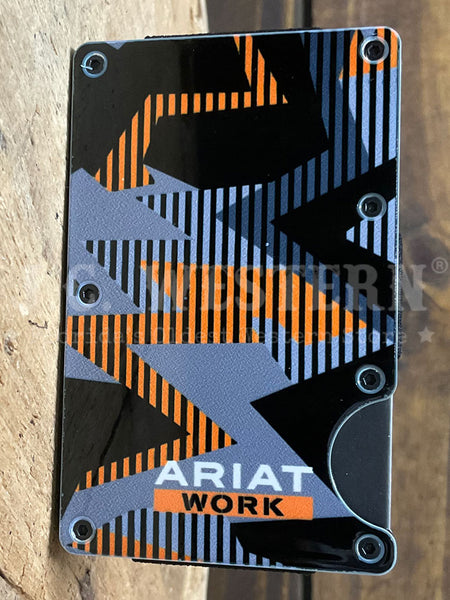 Ariat A3400997 Stacked Logo Utility Wallet Bold Print Multi Color front view. If you need any assistance with this item or the purchase of this item please call us at five six one seven four eight eight eight zero one Monday through Saturday 10:00a.m EST to 8:00 p.m EST