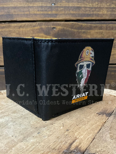 Ariat A3401301 Mens Bifold Born For This Work Wallet Mexico Black outside view. If you need any assistance with this item or the purchase of this item please call us at five six one seven four eight eight eight zero one Monday through Saturday 10:00a.m EST to 8:00 p.m EST