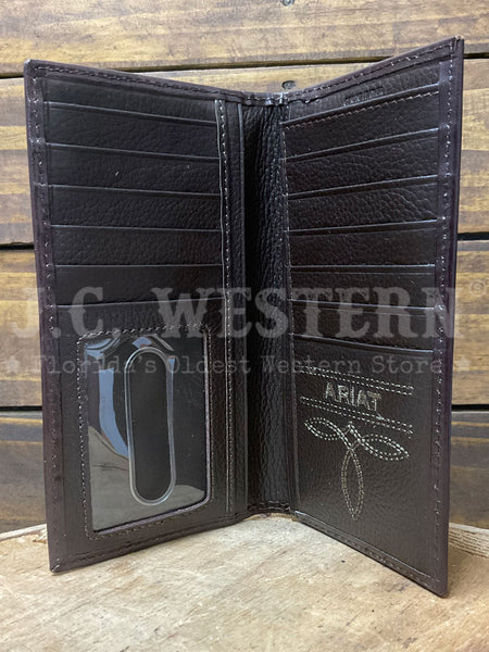 Ariat A3562647 Mens Calf Hair Rodeo Wallet Chocolate Dark Brown inside view. If you need any assistance with this item or the purchase of this item please call us at five six one seven four eight eight eight zero one Monday through Saturday 10:00a.m EST to 8:00 p.m EST