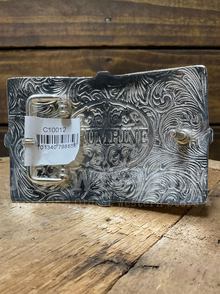 Crumrine C10012 Rectangle Cow Skull Buckle Silver back view. If you need any assistance with this item or the purchase of this item please call us at five six one seven four eight eight eight zero one Monday through Saturday 10:00a.m EST to 8:00 p.m EST