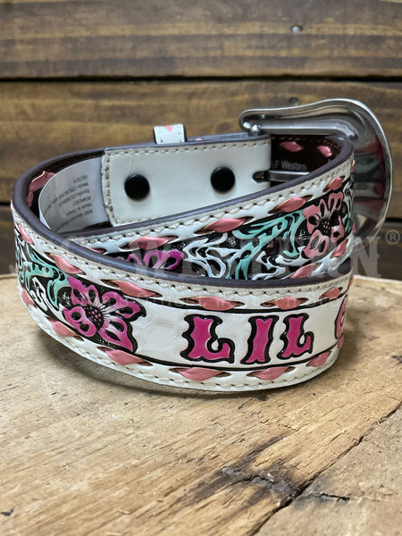 Angel Ranch D130004130 Kids Lil Cowgirl Floral Embossed Belt Pink back view. If you need any assistance with this item or the purchase of this item please call us at five six one seven four eight eight eight zero one Monday through Saturday 10:00a.m EST to 8:00 p.m EST