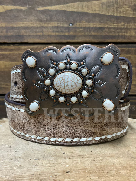 Angel Ranch D1400110238 Womens Stone Body Step Lace Belt Tan front view. If you need any assistance with this item or the purchase of this item please call us at five six one seven four eight eight eight zero one Monday through Saturday 10:00a.m EST to 8:00 p.m EST