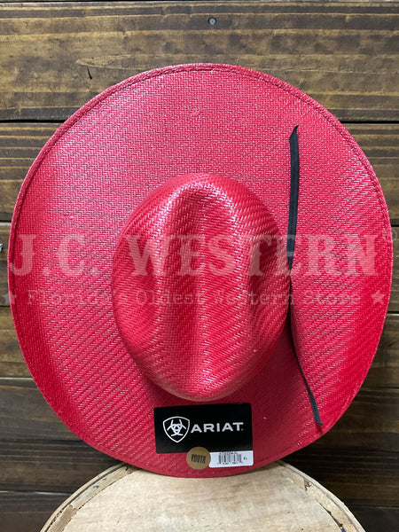 Ariat A7332204 Kids Straw Hat Red view from above. If you need any assistance with this item or the purchase of this item please call us at five six one seven four eight eight eight zero one Monday through Saturday 10:00a.m EST to 8:00 p.m EST
