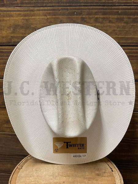 Twister T71432 Premium Bangora Western Hat Natural Ivory Tan view from above. If you need any assistance with this item or the purchase of this item please call us at five six one seven four eight eight eight zero one Monday through Saturday 10:00a.m EST to 8:00 p.m EST