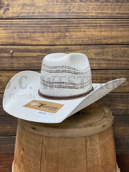 Twister T71434 Premium Bangora Western Hat Ivory Tan side / front view. If you need any assistance with this item or the purchase of this item please call us at five six one seven four eight eight eight zero one Monday through Saturday 10:00a.m EST to 8:00 p.m EST