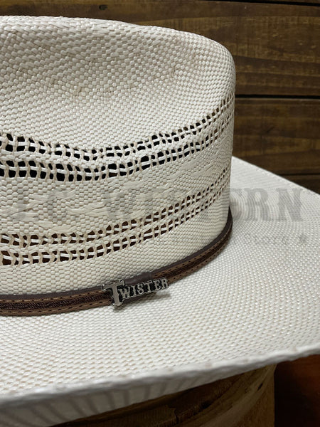Twister T71434 Premium Bangora Western Hat Ivory Tan close up. If you need any assistance with this item or the purchase of this item please call us at five six one seven four eight eight eight zero one Monday through Saturday 10:00a.m EST to 8:00 p.m EST