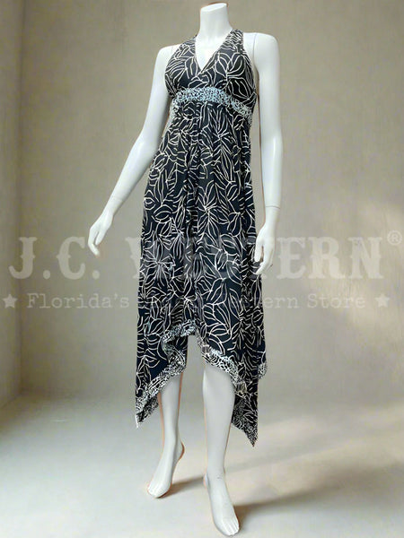 Santiki 4952-1710 Womens Daphne Dress Black Leaf front view. If you need any assistance with this item or the purchase of this item please call us at five six one seven four eight eight eight zero one Monday through Saturday 10:00a.m EST to 8:00 p.m EST