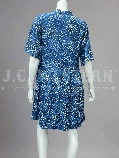 Santiki 6425-1702 Womens Asha Dress Navy Leaf back view. If you need any assistance with this item or the purchase of this item please call us at five six one seven four eight eight eight zero one Monday through Saturday 10:00a.m EST to 8:00 p.m EST