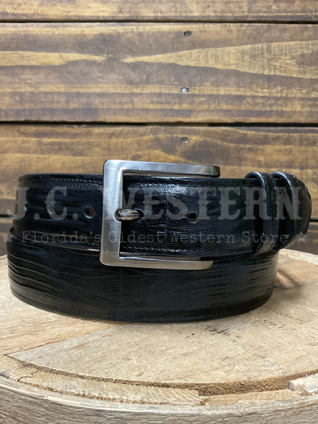 Black Jack 16763 Mens Lizard Belt Black front view. If you need any assistance with this item or the purchase of this item please call us at five six one seven four eight eight eight zero one Monday through Saturday 10:00a.m EST to 8:00 p.m EST