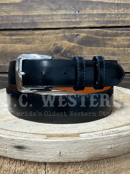 Black Jack 14812 Mens Leather Belt Shiny Black front view. If you need any assistance with this item or the purchase of this item please call us at five six one seven four eight eight eight zero one Monday through Saturday 10:00a.m EST to 8:00 p.m EST