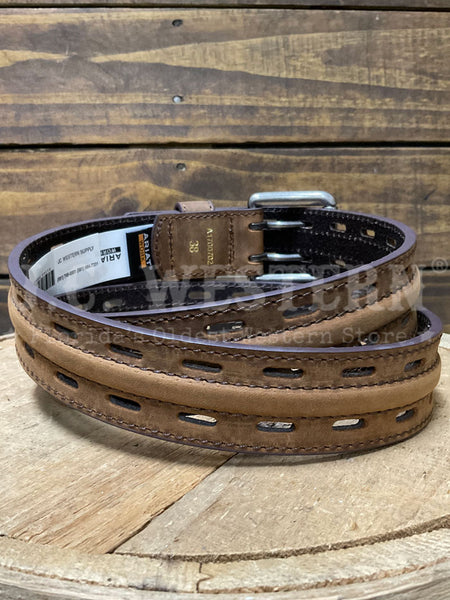 Ariat A1700702 Mens Doble Hole Work Belt Bark Brown back view. If you need any assistance with this item or the purchase of this item please call us at five six one seven four eight eight eight zero one Monday through Saturday 10:00a.m EST to 8:00 p.m EST