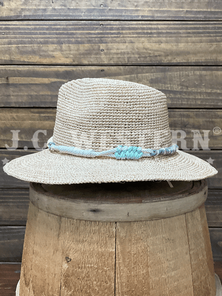 Scala LR785-NAT CALLA Raffia Safari Hat Natural side view. If you need any assistance with this item or the purchase of this item please call us at five six one seven four eight eight eight zero one Monday through Saturday 10:00a.m EST to 8:00 p.m EST