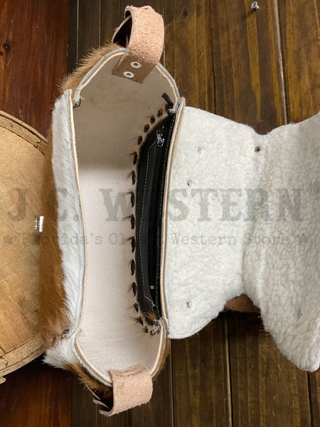 South Bay Leather WS-HC Womens Hair On Saddle Purse Chestnut inside view. If you need any assistance with this item or the purchase of this item please call us at five six one seven four eight eight eight zero one Monday through Saturday 10:00a.m EST to 8:00 p.m EST