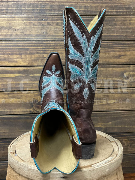 Old Gringo YL660-4 Womens ZINNIA Leather Boot Brass Bark back and toe view. If you need any assistance with this item or the purchase of this item please call us at five six one seven four eight eight eight zero one Monday through Saturday 10:00a.m EST to 8:00 p.m EST