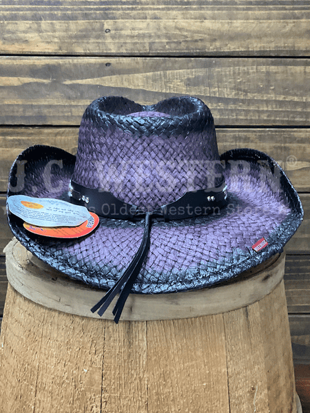 Bullhide BURNIN' DOWN 2798 Western Straw Hat Wine back view. If you need any assistance with this item or the purchase of this item please call us at five six one seven four eight eight eight zero one Monday through Saturday 10:00a.m EST to 8:00 p.m EST