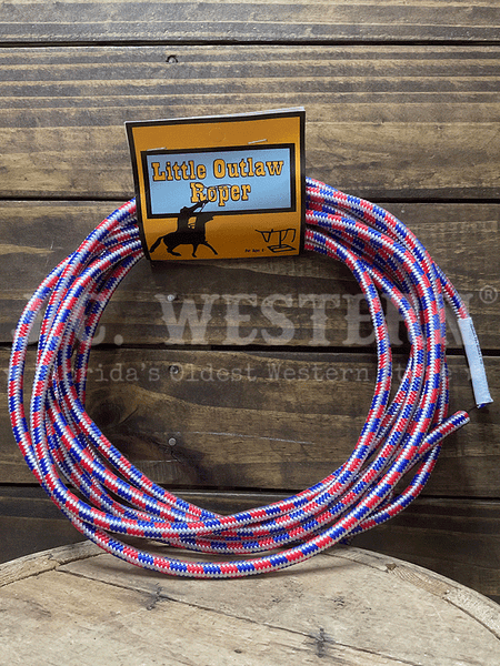 M&F 5010397 Kids Little Outlaw Rope Red White And Blue front view. If you need any assistance with this item or the purchase of this item please call us at five six one seven four eight eight eight zero one Monday through Saturday 10:00a.m EST to 8:00 p.m EST