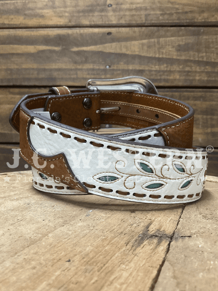 Ariat A1568305 Womens Flowers And Leaves Belt White back view. If you need any assistance with this item or the purchase of this item please call us at five six one seven four eight eight eight zero one Monday through Saturday 10:00a.m EST to 8:00 p.m EST
