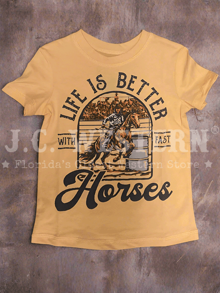 Cruel Denim CTK6851039 Kids Life Is Better With Fast Horses Tee Peach