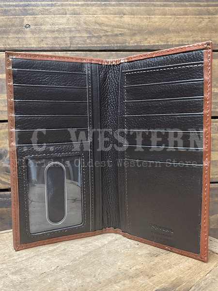 Nocona N5410402 Mens Hand Tooled And Star Concho Leather Wallet Brown inside view. If you need any assistance with this item or the purchase of this item please call us at five six one seven four eight eight eight zero one Monday through Saturday 10:00a.m EST to 8:00 p.m EST