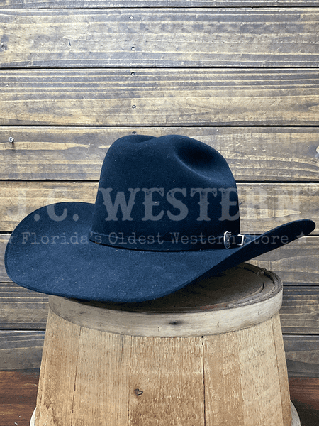 Resistol RFTCHG-684007 THE CHALLENGER 5X Felt Hat Black side / front view. If you need any assistance with this item or the purchase of this item please call us at five six one seven four eight eight eight zero one Monday through Saturday 10:00a.m EST to 8:00 p.m EST