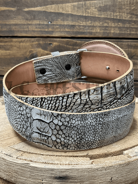 Los Altos 10321 Mens OSTRICH LEG Belt Rust Oryx back view. If you need any assistance with this item or the purchase of this item please call us at five six one seven four eight eight eight zero one Monday through Saturday 10:00a.m EST to 8:00 p.m EST