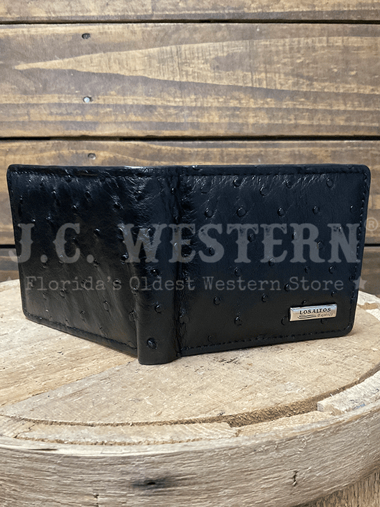 Los Altos CA10305 Mens OSTRICH Wallet Black front view. If you need any assistance with this item or the purchase of this item please call us at five six one seven four eight eight eight zero one Monday through Saturday 10:00a.m EST to 8:00 p.m EST