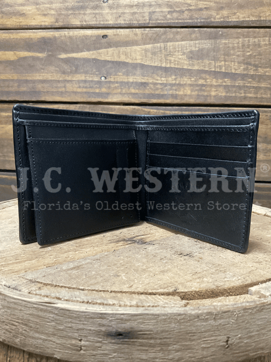 Los Altos CA11205 Mens STINGRAY Bifold Wallet Black inside view. If you need any assistance with this item or the purchase of this item please call us at five six one seven four eight eight eight zero one Monday through Saturday 10:00a.m EST to 8:00 p.m EST