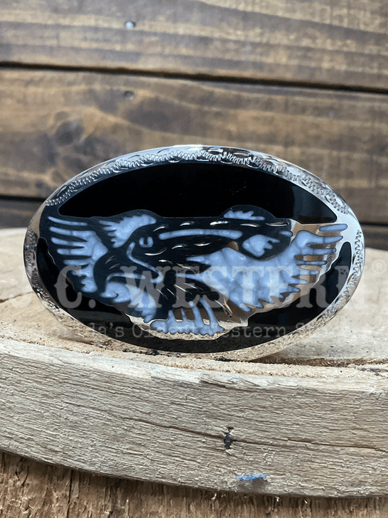 Colorado Silver Star 0-811/M/BBW Eagle Head And Wings Buckle Black Silver And White front view. If you need any assistance with this item or the purchase of this item please call us at five six one seven four eight eight eight zero one Monday through Saturday 10:00a.m EST to 8:00 p.m EST