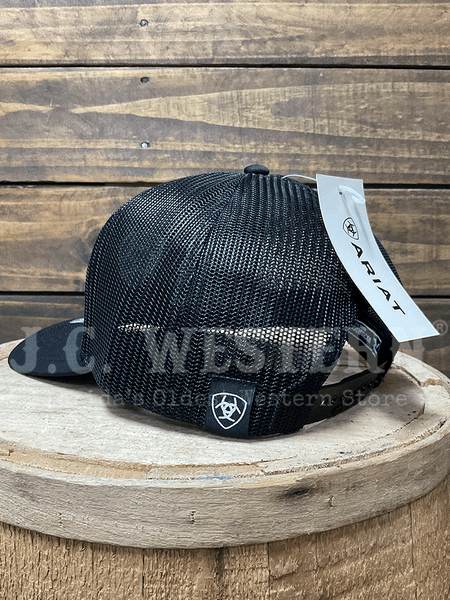 Ariat A300003001 Snapback Shield Logo Cap Black back side view. If you need any assistance with this item or the purchase of this item please call us at five six one seven four eight eight eight zero one Monday through Saturday 10:00a.m EST to 8:00 p.m EST