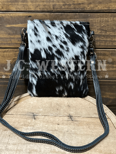 Myra Bag S-1174 Womens Hair On Crossbody Bag Black front view. If you need any assistance with this item or the purchase of this item please call us at five six one seven four eight eight eight zero one Monday through Saturday 10:00a.m EST to 8:00 p.m EST