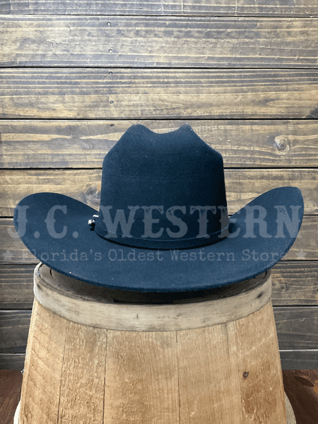 Bullhide TOP-RANK 8X 8009BL Fur Blend Hat Black back view. If you need any assistance with this item or the purchase of this item please call us at five six one seven four eight eight eight zero one Monday through Saturday 10:00a.m EST to 8:00 p.m EST